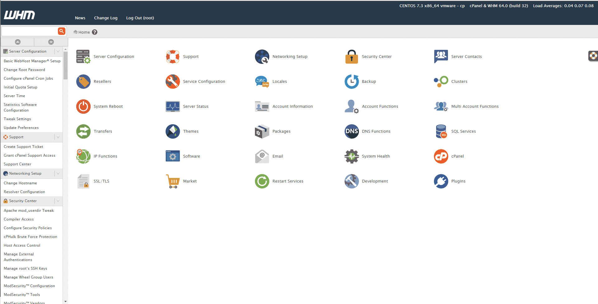 WHM Administration Interface