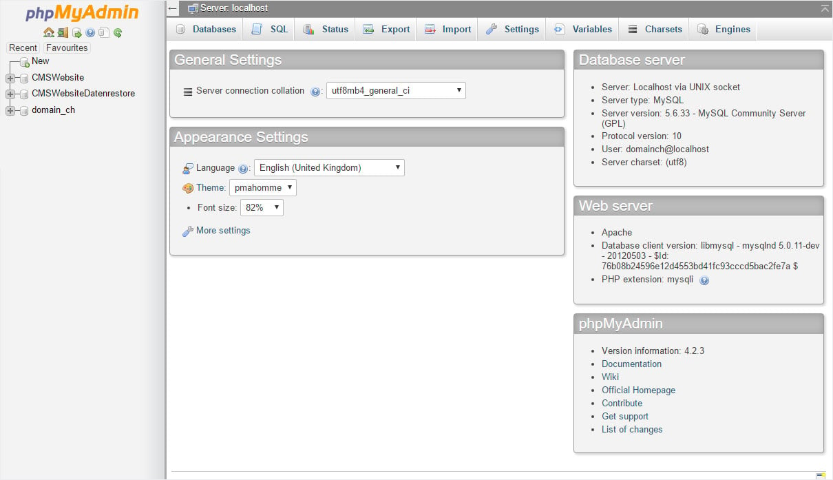 phpMyAdmin Panel